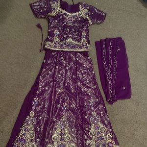 Indian wedding suit. Sharara skirt with top. Beautiful purple color. Brand new!